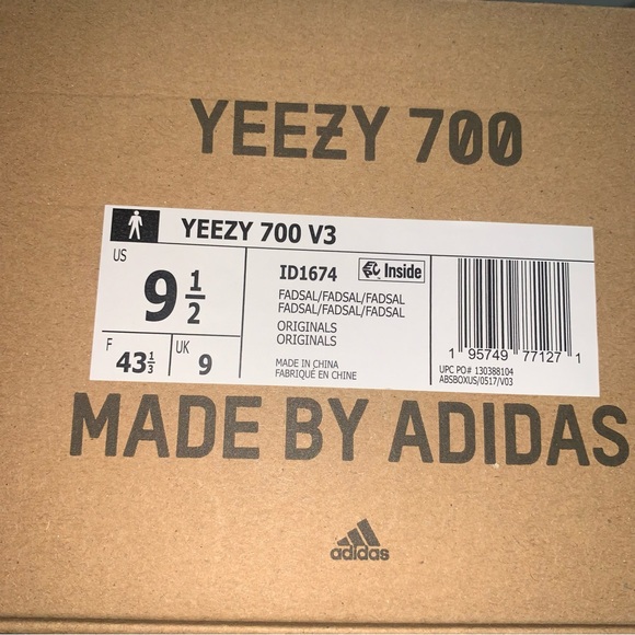 Adidas Yeezy 700 V3 “Fade Salt”size: 9.5 ID1674 - Picture 11 of 11